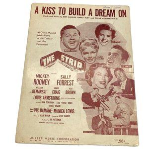 A Kiss to Build a Dream On VTG Piano Sheet Music The Strip 1951 Mickey Rooney